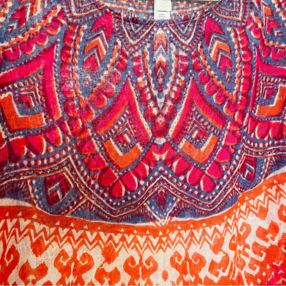 Chico's Phoebe Linen Poncho Multicolor O/S Fringe Lightweight Boho Hipster - Picture 8 of 13
